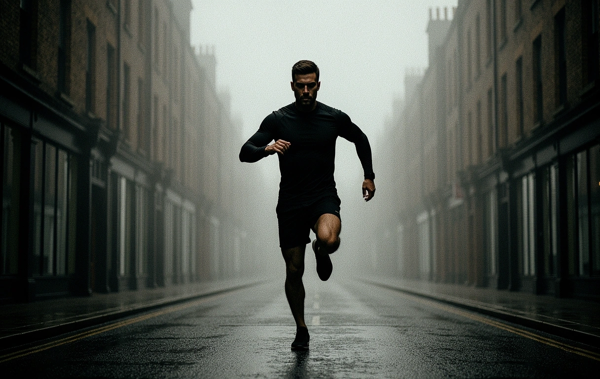 Rhythmic movement in the misty Cardiff morning air